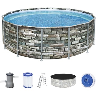 BESTWAY Power Steel Swimming Pool 427 x 122 cm inkl. Filteranlage Steinoptik