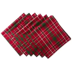 DII Holiday Esstisch Linen Collection Tartan Stechpalmen-Plaid, Baumwolle, rot/grün, Square Cloth Napkin Set, 20x20, 6