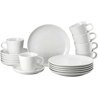 Thomas Cucina Bianca, weiss, Set 18-tlg., Frühstücksteller, Kombi-Tassen & Untertassen, spülmaschinen- & mikrowellenfest, schlichtes Design - ästhetisch und funktionell