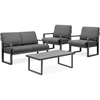 Konsimo Gartenmöbel-Set wasser- und fleckenabweisend (2,1,1,Sitzplätze) "FRENA", Anthrazit/Grau, Stahl/Schaumstoff/Stoff, Loft, 130x65x60cm - Grau