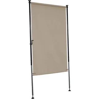 Angerer Balkonsichtschutz, Senkrechtmarkise mit Handkurbel, Terrasse/Balkon, Montage ohne Bohren, Made in Germany, hochwertiger Stoff, UV-beständig, höhenverstellbar, wasserabweisend, 150 cm Sand