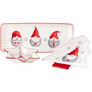 MÄSER 931974 Serie Aurela Weihnachtsteller 3er Set, 3 Weihnachtsgeschirr Teller als Plätzchenteller, Stollenplatte, Gebäckteller, Keksteller, Weihnachtsservice Geschirrset Weihnachten, Steingut