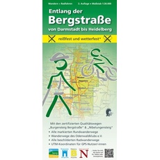 Wandern + Radfahren, Entlang der Bergstraße von Darmstadt bis Heidelberg 1:30.000