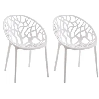 CLP Gartenstuhl 2er Set Kunststoff weiß , Weiß , 59x80x60 cm , Gartenmöbel, Gartensessel, Gartenstühle