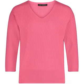 Rundhalspullover BETTY BARCLAY "Feinstrickpullover mit V-Ausschnitt", Damen, Gr. 42, pink, Obermaterial: 50% Viskose CV. 27% Polyamid PA. 23% Polyester PES., Pullover Rundhalspullover
