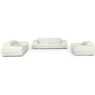 Ledersofa Wohnlandschaft 3+2 Sitzer Garnitur Design Modern Sofa Garnituren Neu - Weiß