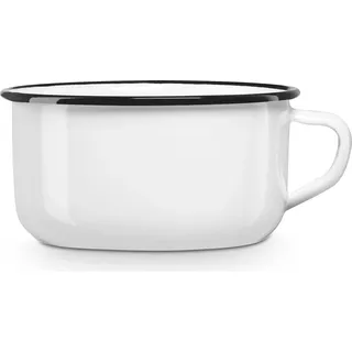 Briebe Vintage Camping Tasse 10 cm Emaillierter Kaffeetasse 0,45 ml, Picknick Reisen Vintage Weiß - Weiß