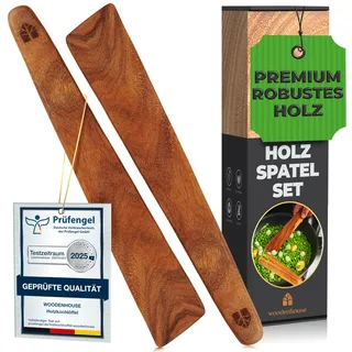 Pfannenwender Holz 2-teiliges Set für den täglichen Einsatz in der Küche. Robustes und nachhaltiges küchenhelfer Holz Set mit 30.5 cm langen 2 holzschaber für Pfannen Antihaftbeschichtung, BPA-Frei