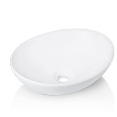 KES Waschbecken Aufsatzwaschbecken Oval Waschschale Gäste WC Keramik Handwaschbecken Badezimmer Modern für Waschtisch Weiß 41 x 34 x 14 CM, BVS124