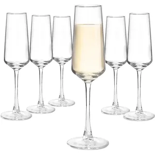 CHLJAR 6 Stück Sektgläser 240ml, handgeblasen & bleifrei – für Hausgebrauch, Hochzeiten & Partys, perfekt für Jubiläen, Weihnachten & Geburtstage