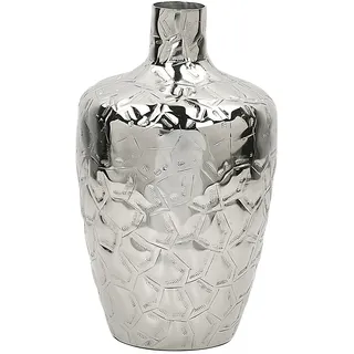 Beliani Blumenvase INSHAS Metall 33 cm Silber