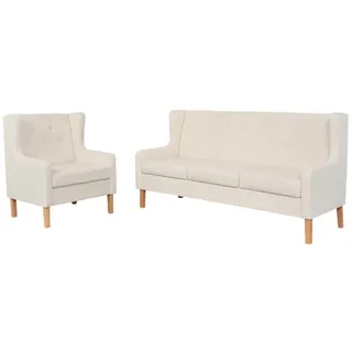 vidaXL 2 tlg. Sofa Set Stoff Cremeweiß - Sofagarnitur - Sofagarnituren - Sofa Modern - Couch Modern - Weiß