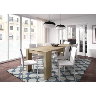 Multifunktionaler ausziehbarer Konsolentisch, Farbe Kanadische Eiche, Maße 90 x 78 x 51 cm