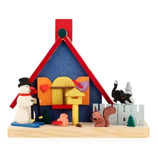 Räucherhaus mit Schneemann BxH = 12x11cm NEU Rauchfigur Rauchmann Rauchhaus