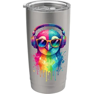 Pinguin trägt Kopfhörer und Sonnenbrille EDM Rave Design Doppelwandiger Edelstahl-Thermobecher
