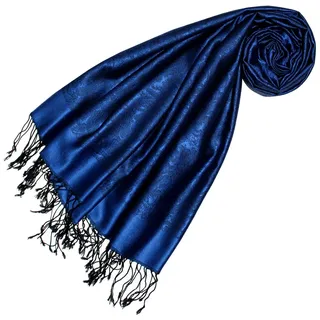 Lorenzo Cana Luxus Damenschal Pashmina 70% Seide 30% Viskose mit Paisleymuster Schaltuch 70 cm x 190 cm zweifarbig Schal Stola Frauensschal Damentuch dunkelblau 78420