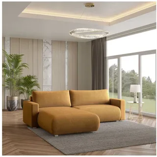 masseno Eckcouch Polyester mit Schlaffunktion L-Form 2-Sitzer Gelb