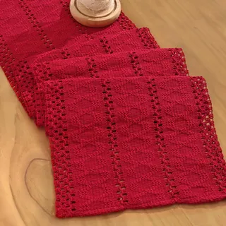 Dremisland Tischläufer Rot Bauernhaus Klein Tischdecke Boho Makramee Tischläufer Mesh Tischabdeckung Table Runner Tischdeko Frühling Tisch Läufer für Party Valentinstag Hochzeit Dekor, 30x180cm