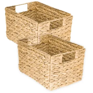HMF Aufbewahrungskorb geflochten aus Wasserhyazinthe Seegras 32 x 23 x 20 cm beige