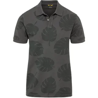 camel active Herren Piqué Poloshirt aus Reiner Baumwolle Dunkelgrau, Menswear-M