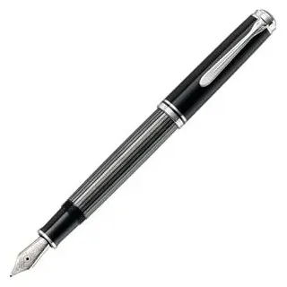 Pelikan Souverän M805 Stresemann Kolbenfüller schwarz/anthrazit/silber M (mittel)