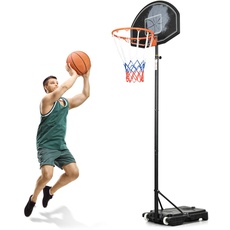 YITAHOME Höhenverstellbarer Basketballkorb, freistehender tragbarer Basketballständer für den Außenbereich, 210–260 cm, Basketballkorb und Standsystem