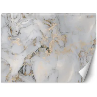 Feeby Vlies Fototapete Uv Gel Druck Marmor Textur Abstraktion 450x315 cm Weiß Schlafzimmer Wohnzimmer Büro Hotel Flur Restaurant Luxus Stein