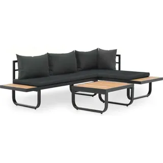 The Living Store 2-tlg. Garten-Ecksofa-Set mit Auflagen Aluminium WPC - Grau