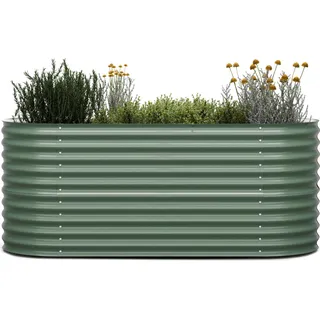 Blumfeldt High Grow Hochbeet - 1.500-l-Hochbeet aus Metall für Garten, Ergonomisch und Rostbeständig, 80 cm Höhe, Galvalume-Stahl, Einfache Montage, Ideal für Gemüse und Kräuter - Grün