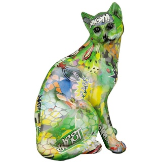 Casablanca Deko Figur Katze - Tierfigur Wildkatze aus Kunstharz - Geschenk Katzenliebhaber - Dekoration Wohnzimmer - Mehrfarbig Höhe 28 cm