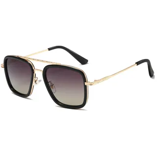 SHEEN KELLY Retro Sonnenbrille Herren Metall Quadratisch Damen Klassische Eckig Fahrbrille Blau Pilot Sunglasses