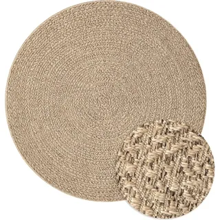Teppich 120 cm Jute-Optik Innen und Außen - Braun, Bunt