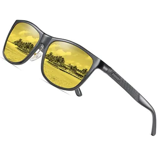 DUCO Herren Nachtsichtbrille für Autofahrer Polarisierte Nachtbrille zum Autofahren Anti-Blendung HD Gelb Nachtfahrbrille Gläser Fahren Für Scheinwerfer Blendfreie Brillen 8200Y