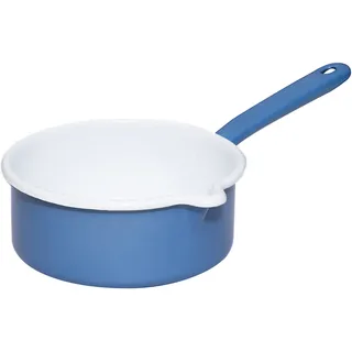 Riess, 0037-129, Stielkasserolle mit großem Ausguss ø 16cm, NATURE BLUE DARK, Emaille, Vol. (rec.): 1,0 Liter, Made in Österreich, LBH: 32,9x19,2x9,1cm, 0,468kg, Induktionskocher kompatibel