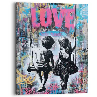 Deco-Panel REINDERS "Swinging Kids", bunt (farbe bild(er): mehrfarbig), B:40cm H:50cm T:2cm, Bilder, Deco-Panel, Kinderzimmer - Graffiti - Kinder - Schaukel - Mehrfarbig - MDF