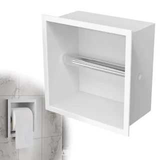 EFUTURETIME Unterputz Toilettenpapierhalter Edelstahl 17x17x8,6cm, Einbau Klopapierhalter Platzsparend WC Papierrollenhalter Schnellwechsel Toilettenpapier für Schmal Badezimmer, Weiß