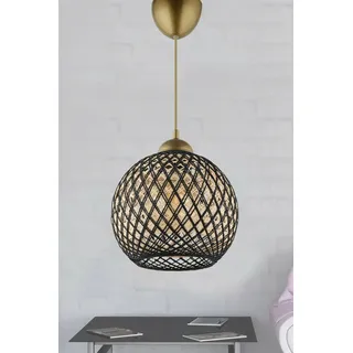 Opviq Elegant Chandelier, Black & Gold, 22 cm Diameter, 54 cm Height | Plastic Body, Cotton Cap, E27 Socket (Max 40W) | Perfect for Glam, Scandinavian & Country Decor