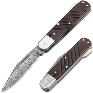 Böker Manufaktur Solingen 98k-Damast Taschenmesser Damast/Walnussholz Braun, Klingenlänge: 8,40 cm, 110715DAM
