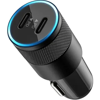 MMOBIEL Auto Ladegerät 40W Dual USB C - 2-Port Zigarettenanzünder Kfz Adapter, Kfz Ladegerät Schnellladegerät PD 3.0 Kompatibel mit iPhone, Samsung - Handyladegeräte Car Charger - Universal - Schwarz