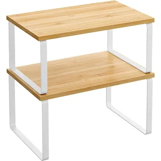 Songmics Gewürzregale-Set Bystro mit Metallrahmen Weiß-Natur 2-teilig