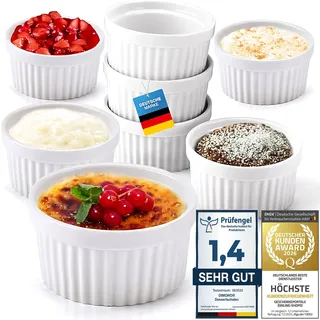 Dimono® 8er Creme Brulee Schälchen - Soufflé Förmchen aus Keramik
