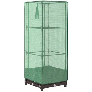 vidaXL Hochbeet mit Gewächshaus-Aufsatz Rattan-Optik 40x40x123 cm - Braun