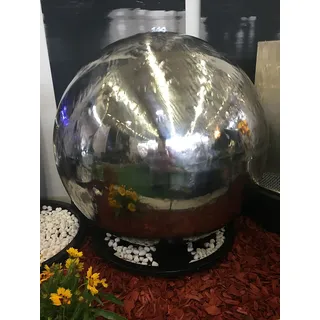 Köhko 60 cm Kugelbrunnen Hochglanz poliert 21012 aus Edelstahl mit LED-Beleuchtung