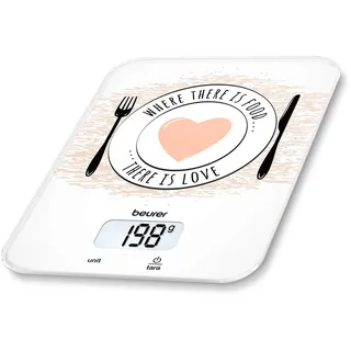 Beurer KS 19 Küchenwaage, Glas, Love, 20 x 14.5 x 1.65 cm