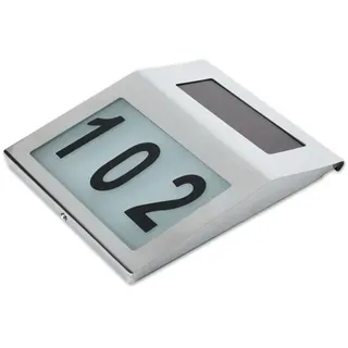 LED Solarleuchte 20cm 5500-6000K Kaltweiß 10lm 0.1W 120° IP65 Hausnummer Edelstahl - Silber