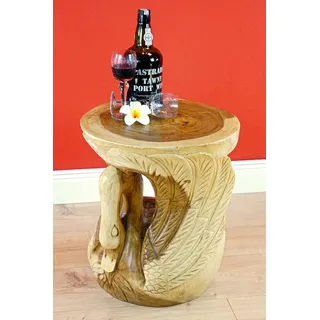 KINAREE Beistelltisch Elefant braun Akazie Massiv Holz Blumen Hocker tisch Schnitzerei