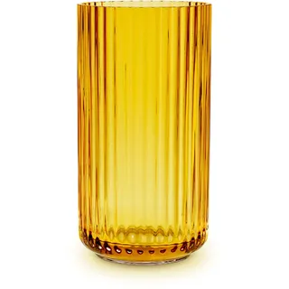 Lyngbyvase aus Porzellan, hohe Vase mit Rillen, Zylinder Blumentopf in Amber, 25cm