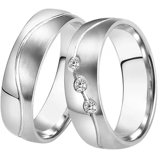 DOOSTI Trauring »Schmuck Geschenk Edelstahl Trauring Ehering Partnerring LIEBE« Made in Germany - wahlweise mit oder ohne Zirkonia, silberfarben