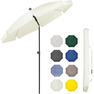 Sekey Sonnenschirme Ø200 cm Balkonschirm Gartenschirm Terrassenschirm mit Schutzhülle Knickbar und Höhe Verstellbar UPF 50+, Weiß - Weiß