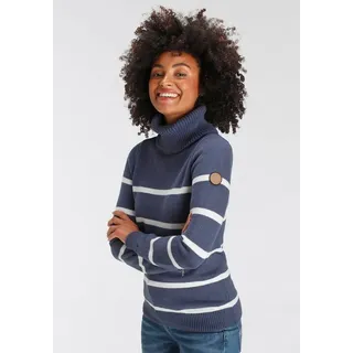 KangaROOS Rollkragenpullover in lässiger Form mit Kontraststreifen, blau